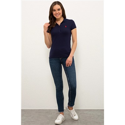 Kadın Lacivert Basic Polo Yaka Tişört
