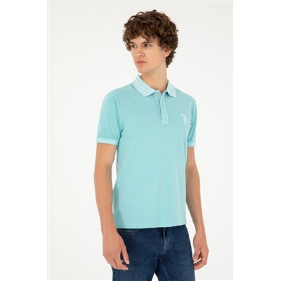Erkek Slim Fit Polo Yaka Mint Basic Tişört
