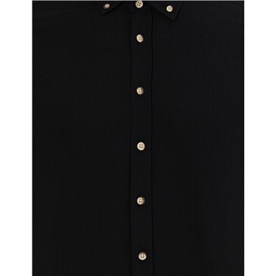 Siyah Slim Fit Uzun Kollu Gömlek