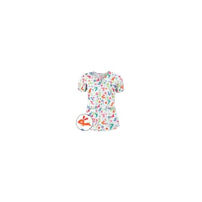 UA Springtime Hop White Print Scrub Top