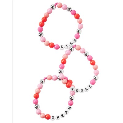 3-Pack Beaded Slogan Bracelets