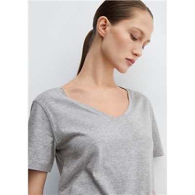 Camiseta algodón cuello pico