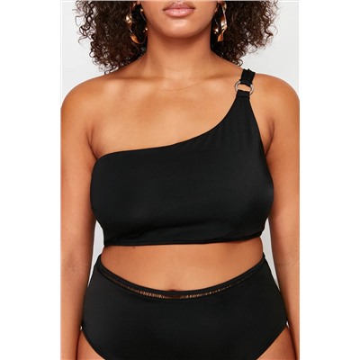 Siyah Tek Omuz Büyük Beden Bikini Üstü TBBSS24CT00001