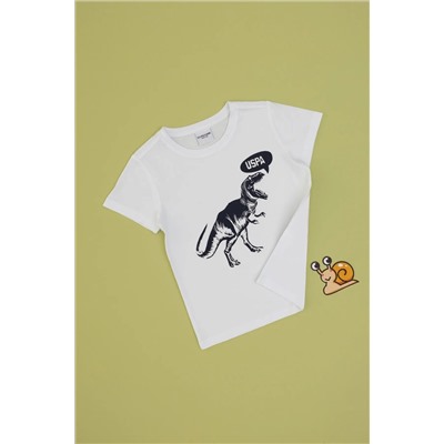U.S. Polo Assn., Erkek Çocuk Beyaz Bisiklet Yaka Tişört 50307200-vr013