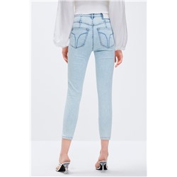 Vaquero skinny fit 7/8 de tiro alto Azul claro