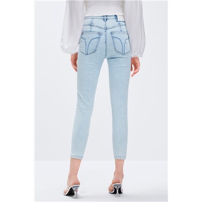 Vaquero skinny fit 7/8 de tiro alto Azul claro