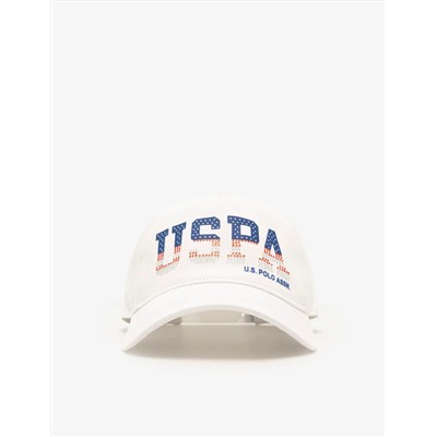 WOMENS RED WHITE AND BLUE USPA RHINESTONE HAT