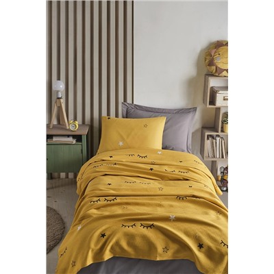 Ev & Ev Home Baskılı Pike Takımı Tek Kişilik Dide Sarı Ep-023860