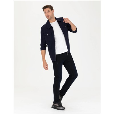 Lacivert Regular Fit Fermuarlı Ceket