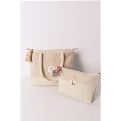 Bolso grande acolchado beige Snoopy