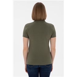 Kadın Koyu Haki Basic Polo Yaka Tişört