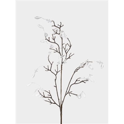 Ветка декоративная, 65 см, акрил/пластик, серебристая, Белые кристаллы, Interior silver
