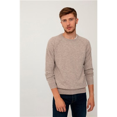Jersey de lana y cachemir Beige jaspeado