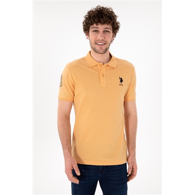 Erkek Slim Fit Polo Yaka Turuncu Basic Tişört