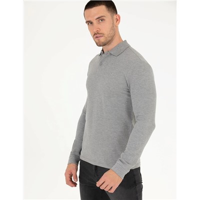 Gri Melanj Slim Fit Basic Sweatshirt