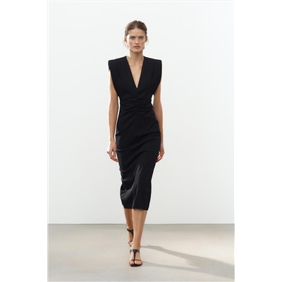 ZW COLLECTION MIDI DRESS WITH PADDED SHOULDERS