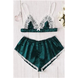 Pembishomewear Rukka Haki Dantelli Saten Şort Takımı 1068