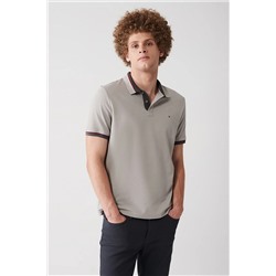 Avva Erkek Taş Yakası Çizgili %100 Pamuk Standart Fit Normal Kesim 2 Düğmeli Polo Yaka T-shirt E001036