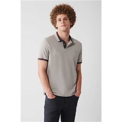 Avva Erkek Taş Yakası Çizgili %100 Pamuk Standart Fit Normal Kesim 2 Düğmeli Polo Yaka T-shirt E001036