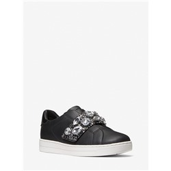 MICHAEL MICHAEL KORS Kenna Leather and Jewel Embellished Glitter Sneaker