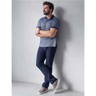 Футболка поло с воротником на пуговицах из полотна пике с меланжевым плетением с эластаном