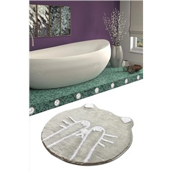 Chilai Home Shy Cat Gri Çap Klozet Takımı, Banyo Paspas Seti Halısı 8682125939070