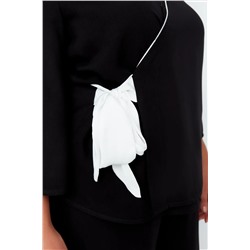 Siyah Kruvaze Yaka Bağlamalı Dokuma Pijama Takımı TBBAW23AI00032