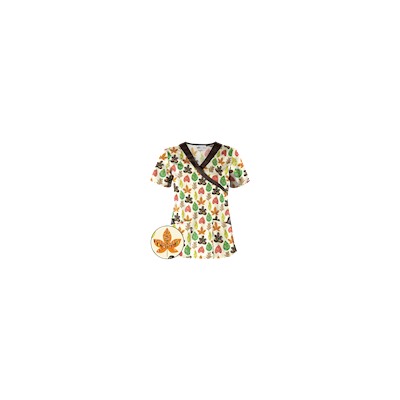 UA Leaf Of Faith Espresso Mock Wrap Scrub Top