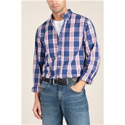 Camisa regular fit Azul marino y gris