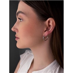 Серьги-конго из серебра родированные - диаметр 1,5 см 925 пробы 2-187р