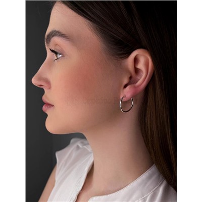 Серьги-конго из серебра родированные - диаметр 1,5 см 925 пробы 2-187р