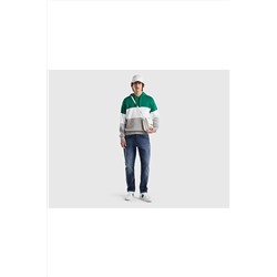 United Colors of Benetton Erkek Mix Renk Bloklu Kapşonlu Triko Sweatshirt 123P1198K200N-901
