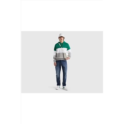 United Colors of Benetton Erkek Mix Renk Bloklu Kapşonlu Triko Sweatshirt 123P1198K200N-901
