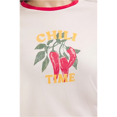 Kırmızı Boyfriend Fit Basklı Yıkamalı %100 Pamuk Büyük Beden Örme T-Shirt TBBSS25BF00055