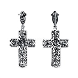 Крест из чернёного серебра - 4,7 см 925 пробы 2-263ч