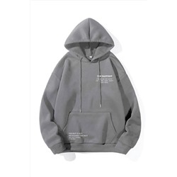 AltamiraUnisex Füme Happiest Baskılı Oversize Kapşonlu Sweatshirt