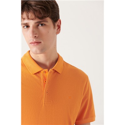 Turuncu %100 Pamuk Serin Tutan Polo Yaka T-Shirt