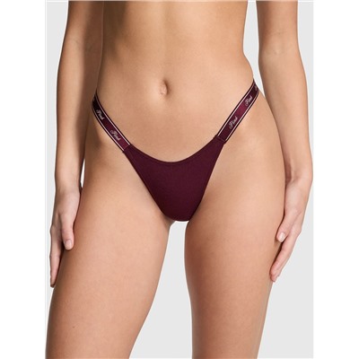 Logo Cotton High-Leg Micro Thong Panty