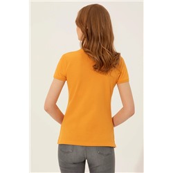Kadın Sarı Basic Polo Yaka Tişört