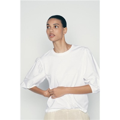 CONTRAST PUFF SLEEVE T-SHIRT