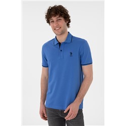Erkek Slim Fit Polo Yaka İndigo Basic Tişört