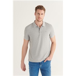 Gri %100 Pamuk Serin Tutan Polo Yaka T-Shirt