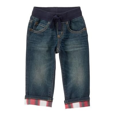 Plaid-Cuff Jeans