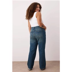 Mavi Yüksek Bel Straight Fit Denim Büyük Beden Jeans TBBSS24CJ00051