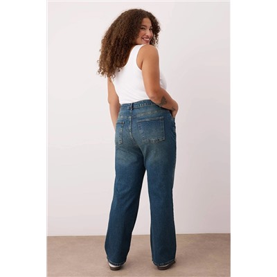Mavi Yüksek Bel Straight Fit Denim Büyük Beden Jeans TBBSS24CJ00051
