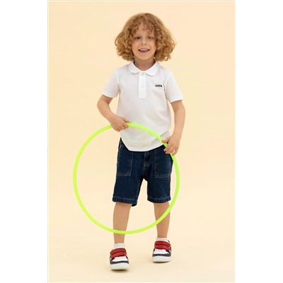 Erkek Çocuk Beyaz Basic Polo Yaka Tişört