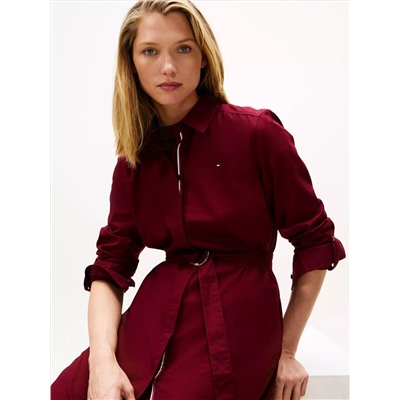 Long-Sleeve Belted Oxford Shirtdress