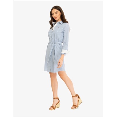 STRIPED MULTI-COLORED LOGO OXFORD DRESS
