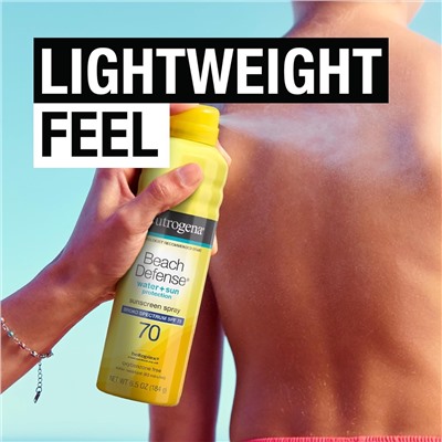Neutrogena Beach Defense Spray Sunscreen with Broad Spectrum SPF 70, Fast Absorbing Sunscreen Body Spray Mist, Water-Resistant UVA/UVB Sun Protection, Oxybenzone Free, 6.5 oz