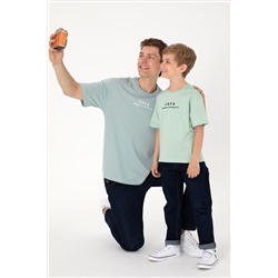 Erkek Çocuk Su Yeşili Comfort Basic Bisiklet Yaka Tişört